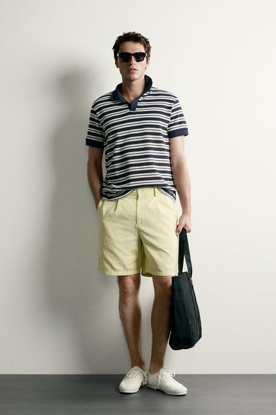 OPEN-WEAVE TEXTURED REGULAR FIT POLO SHIRT - Navys / Ecrus by Zara - Image 0