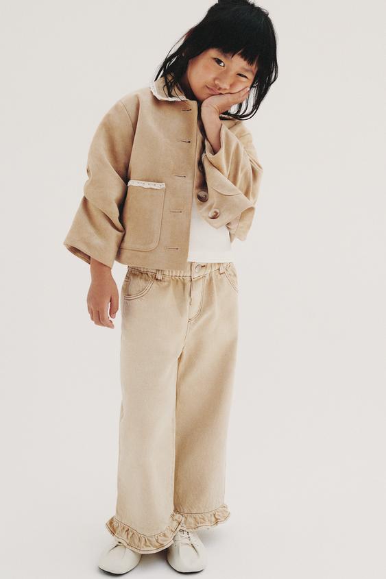 TWILL CULOTTES WITH RUFFLES - Ecru by Zara - Image 0