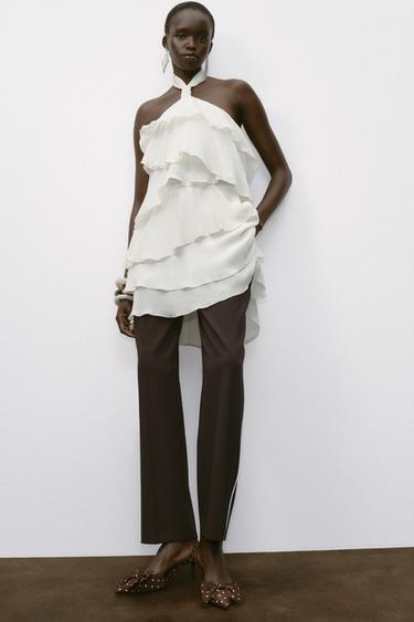 RUFFLED MINI DRESS - Ecru by Zara