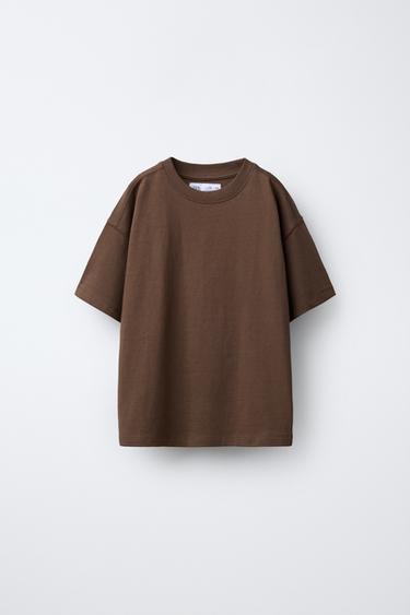 PLAIN MEDIUM WEIGHT T-SHIRT - Brown by Zara