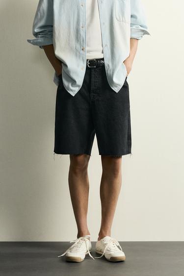 STRAIGHT-LEG DENIM BERMUDA SHORTS - Black by Zara