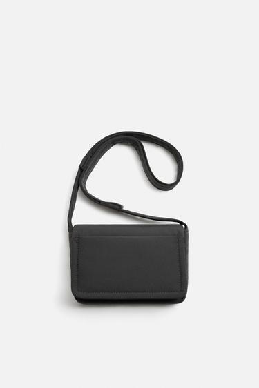 NYLON CROSSBODY BAG WITH FLAP - Black by Zara