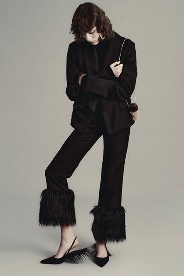 LIMITED EDITION LEATHER SLINGBACK SHOES WITH SHEEPSKIN DETAIL - Black by Zara - Image 0