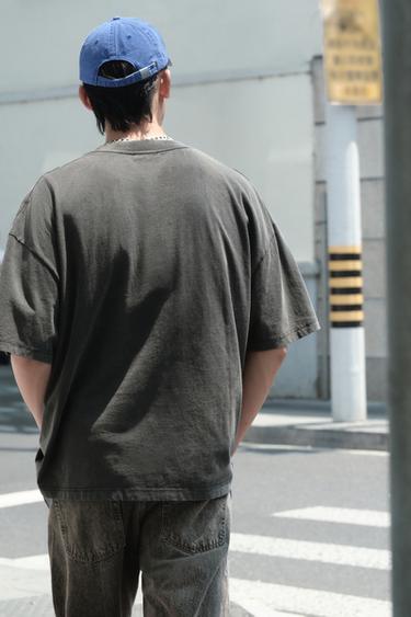 WASHED PRINT T-SHIRT - Dark anthracite by Zara