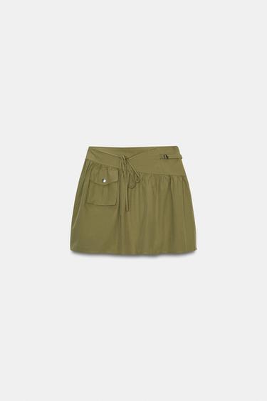 SHORT SKIRT WITH BELT LOOP DETAIL - Light khaki by Zara