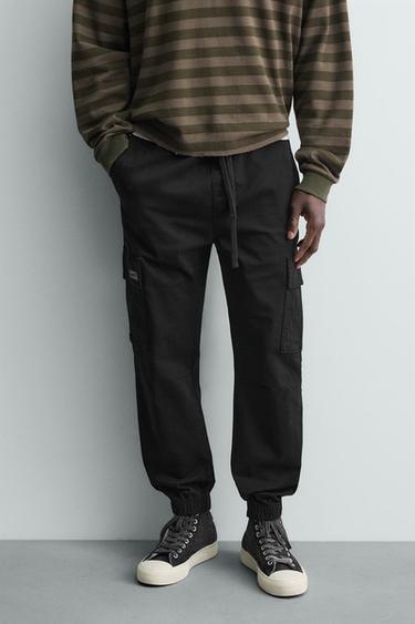SLIM FIT CARGO TROUSERS - Black by Zara