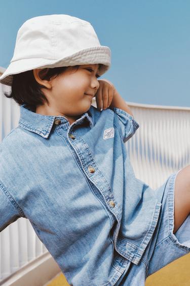 LABEL DENIM SHIRT - Light blue by Zara