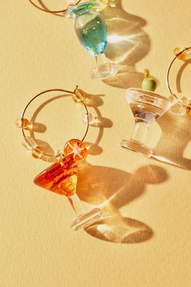 PACK OF GLASS COCKTAIL CHARMS (PACK OF 6) - yellow by Zara