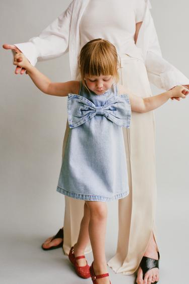 DENIM DRESS WITH BOW - Mid-blue by Zara