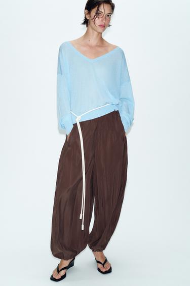 SAROUEL TROUSERS WITH ELASTIC WAIST - Brown by Zara