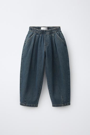 ELASTICATED BALLOON JEANS - Blue / Green by Zara