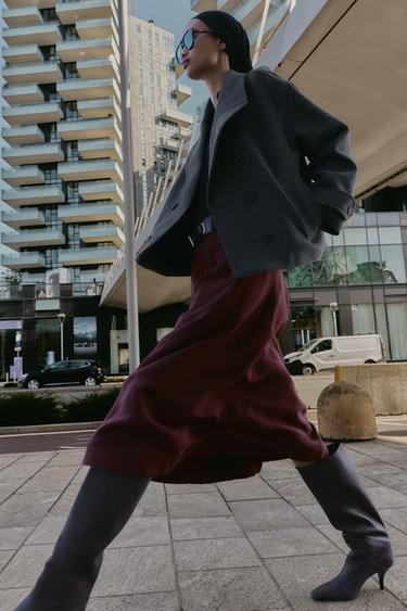 BELTED MIDI CAPE SKIRT - Aubergine by Zara