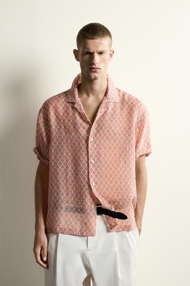 GEOMETRIC PRINT FLOWING SHIRT - Light pink by Zara