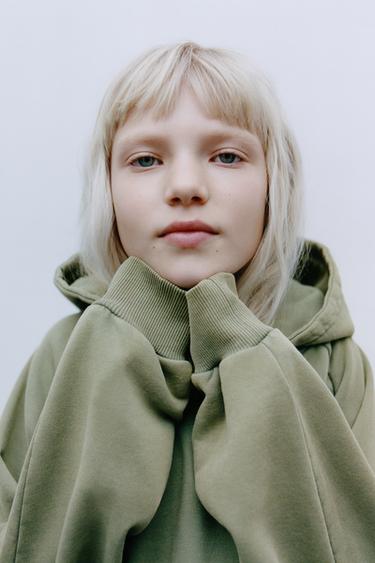 HOODIE WITH LABEL DETAIL - Green by Zara