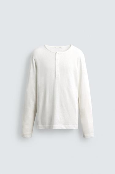 GRANDAD COLLAR T-SHIRT - White by Zara