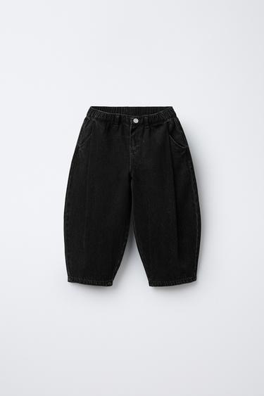BALLOON DENIM TROUSERS - Black by Zara