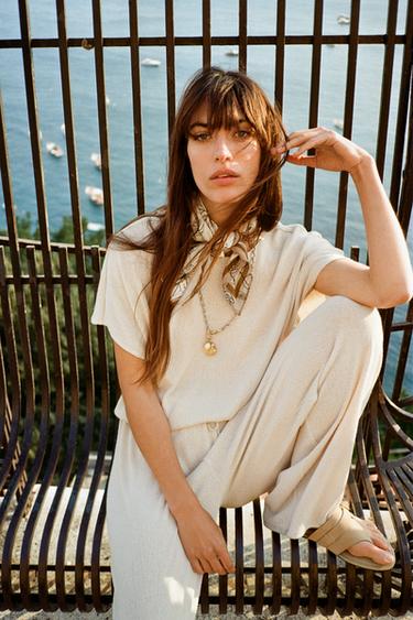 RUSTIC LAYERED T-SHIRT - Light beige by Zara