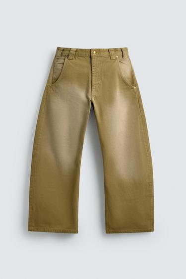 WASHED BALLOON FIT JEANS - camel by Zara