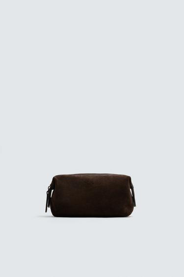LEATHER TOILETRY BAG - Brown by Zara - Image 0