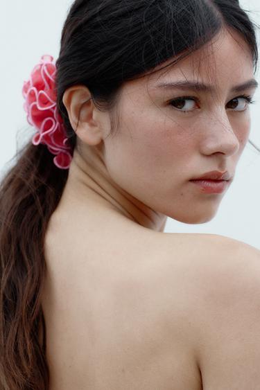 CONTRAST CHIFFON MAXI SCRUNCHIE - Pink by Zara