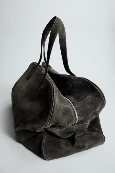 XL LEATHER TRAVEL BAG - Grey by Zara