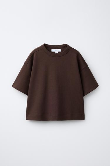 BASIC INTERLOCK T-SHIRT - Brown by Zara