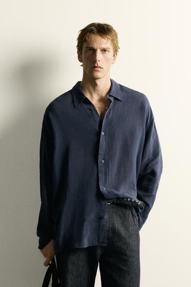 100% LINEN LIGHTWEIGHT RELAXED FIT SHIRT - Blue by Zara