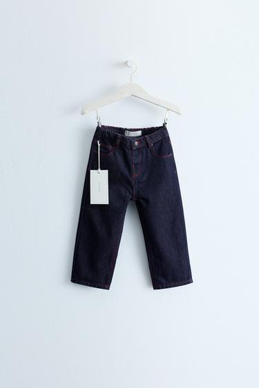 ZARA TIMELESS - CONTRAST STITCH STRAIGHT JEANS - Blue by Zara