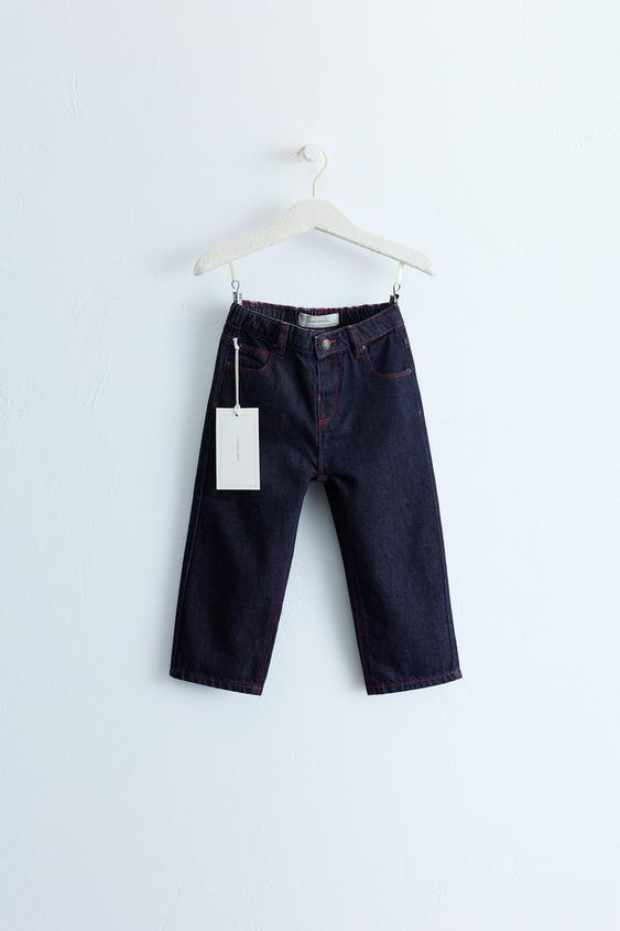 ZARA TIMELESS - CONTRAST STITCH STRAIGHT JEANS - Blue by Zara - Image 0