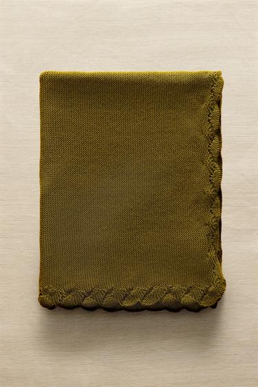 CHILDREN'S CROCHET EDGE BLANKET - Green by Zara