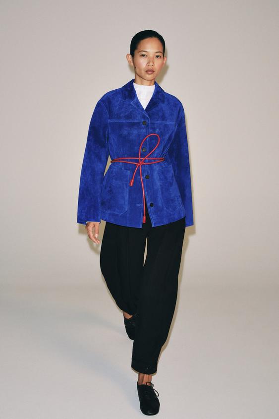 ZW COLLECTION 100% LEATHER JACKET - Blue by Zara - Image 0