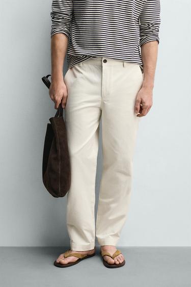 STRAIGHT-LEG CHINO TROUSERS - Ecru by Zara