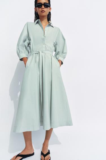 ZW COLLECTION SHIRT DRESS - Faded blue by Zara