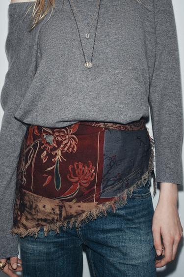 FRINGED PRINTED BANDANA - Aubergine by Zara - Image 0