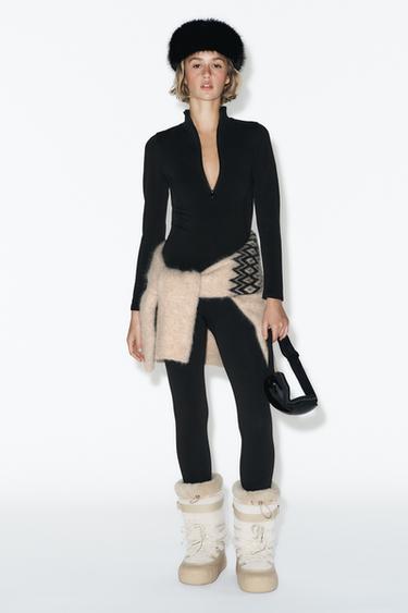 MERINO WOOL BLEND SKI COLLECTION T-SHIRT - Black by Zara