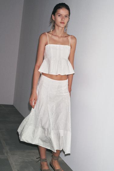 ZW COLLECTION EMBROIDERED LAYERED SKIRT - White by Zara - Image 0