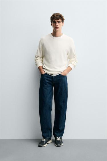 BASIC WAFFLE-KNIT T-SHIRT - Oyster-white by Zara