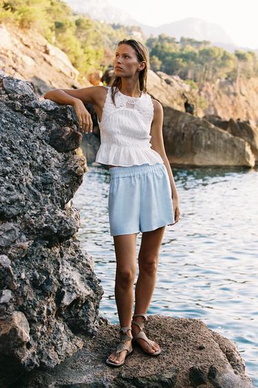 OPEN-BACK CROCHET MIX TOP - White by Zara - Image 0