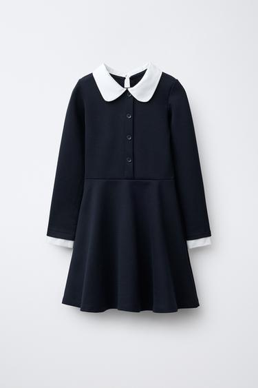 CONTRAST DRESS - Navy blue by Zara