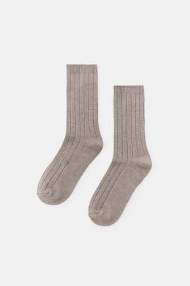 BASIC RIBBED SOCKS - Beige by Zara
