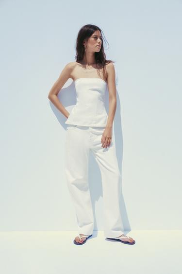 TRF DENIM BANDEAU TOP - White by Zara - Image 0