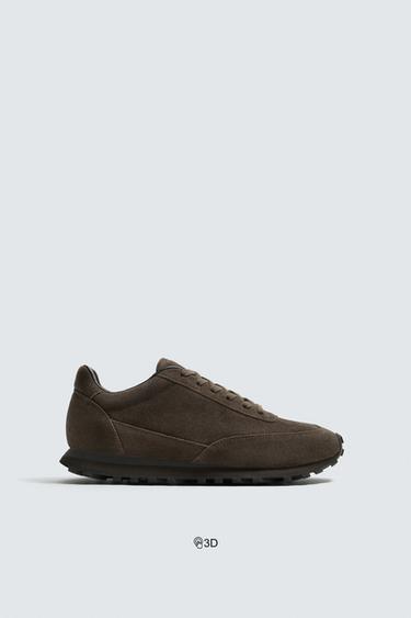 CASUAL LEATHER TRAINERS - Brown by Zara