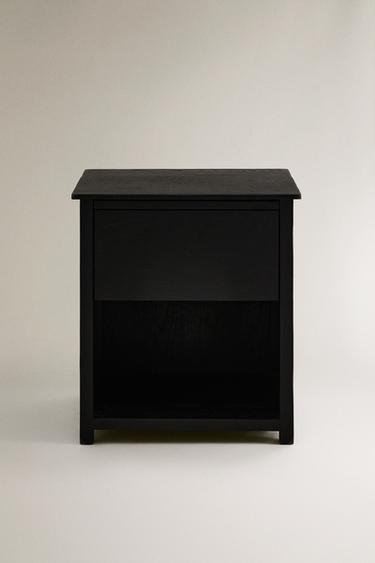 OAK BEDSIDE TABLE - Black by Zara
