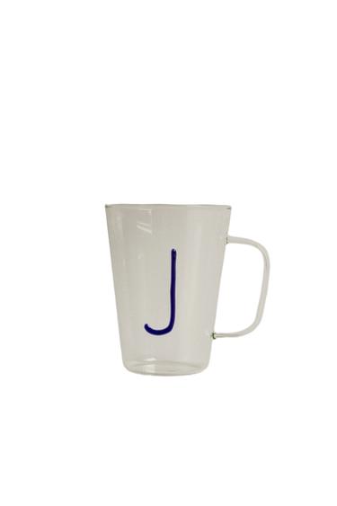 BOROSILICATE MUG WITH INITIAL J - Cobalt by Zara