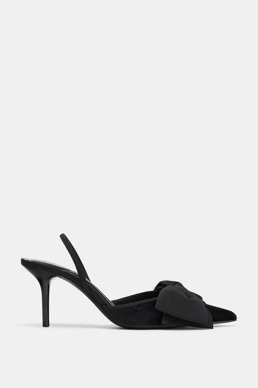 VELVET SLINGBACK SHOES WITH BOW - Black by Zara