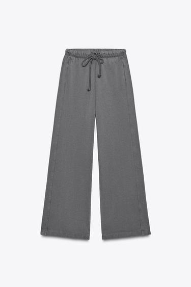 STRAIGHT-LEG PLUSH TROUSERS - Anthracite grey by Zara