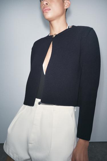 KNIT CARDIGAN WITH GOLDEN BUTTONS - Navy blue by Zara - Image 0