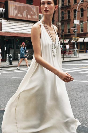 FLOWING DRESS WITH CONTRAST BACK - Ecru by Zara