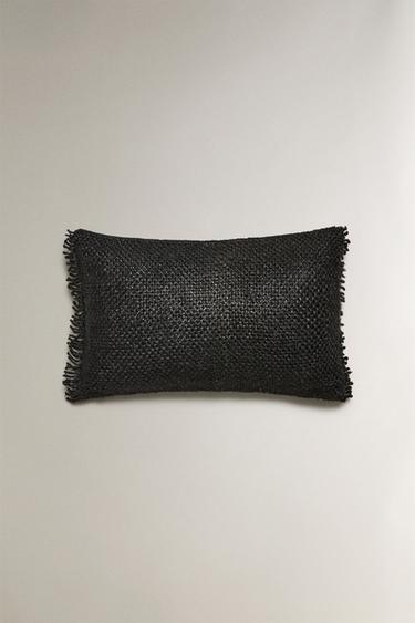 FRINGED CUSHION COVER - Black by Zara