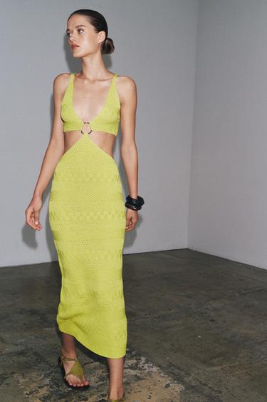 CUT-OUT KNIT DRESS - Lime by Zara - Image 0